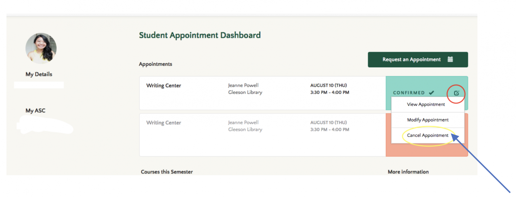 How to Cancel Tutoring Appointments | myUSF